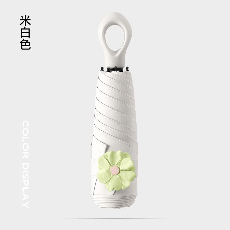 New 50% Off Six Bones Hand Open Vinyl Fabric Sunscreen Umbrella Love Handle Fashion Umbrella Climbing Flower Umbrella
