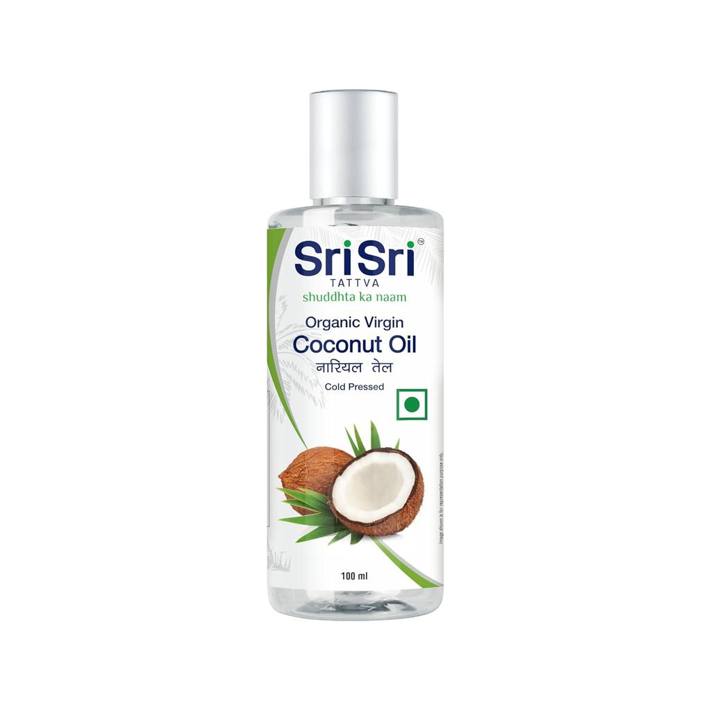 Sri Sri Tattva Organic Virgin Coconut Oil 100ml X Pack of 2 | Cold Pressed Natural Hair & Skin Oil