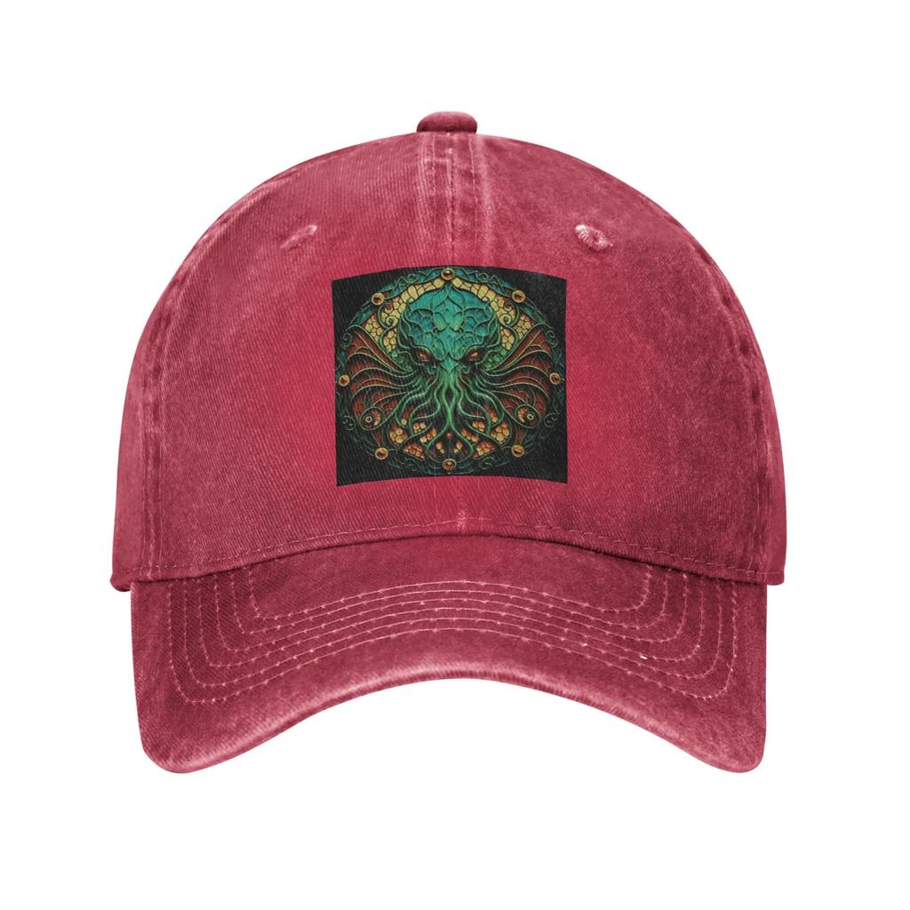 Green Cthulhu Octopus With Tentacles And Teeth Denim Cap Casual Baseball Caps Adjustable Hat Summer Unisex Baseball Hats
