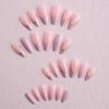 Elegant Nude Pink Gold Foil Almond-Shaped Wearable Nails with French Gold Line Design