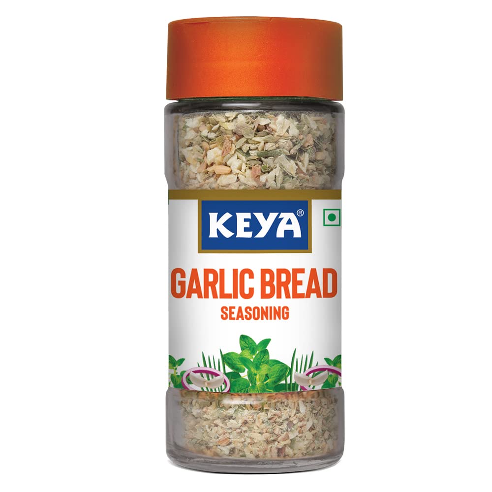

Keya Garlic Bread Seasoning |All Natural & Healthy Spice Blend| Glass Bottle | Premium Herbs and Spices I No Preservatives | 50g