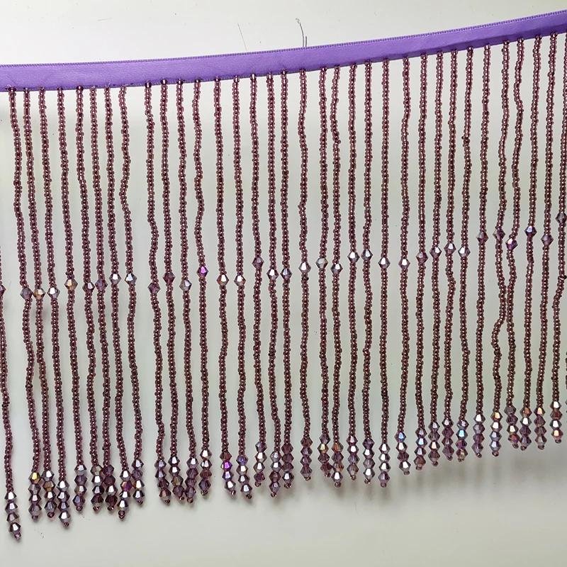 45Cm Long Tassel Crystal Fringe Tassel Trim Ribbon Dance Costume Dress Fabric Diy Trim Ribbon Beaded Sewing Tassel 15Cm Width