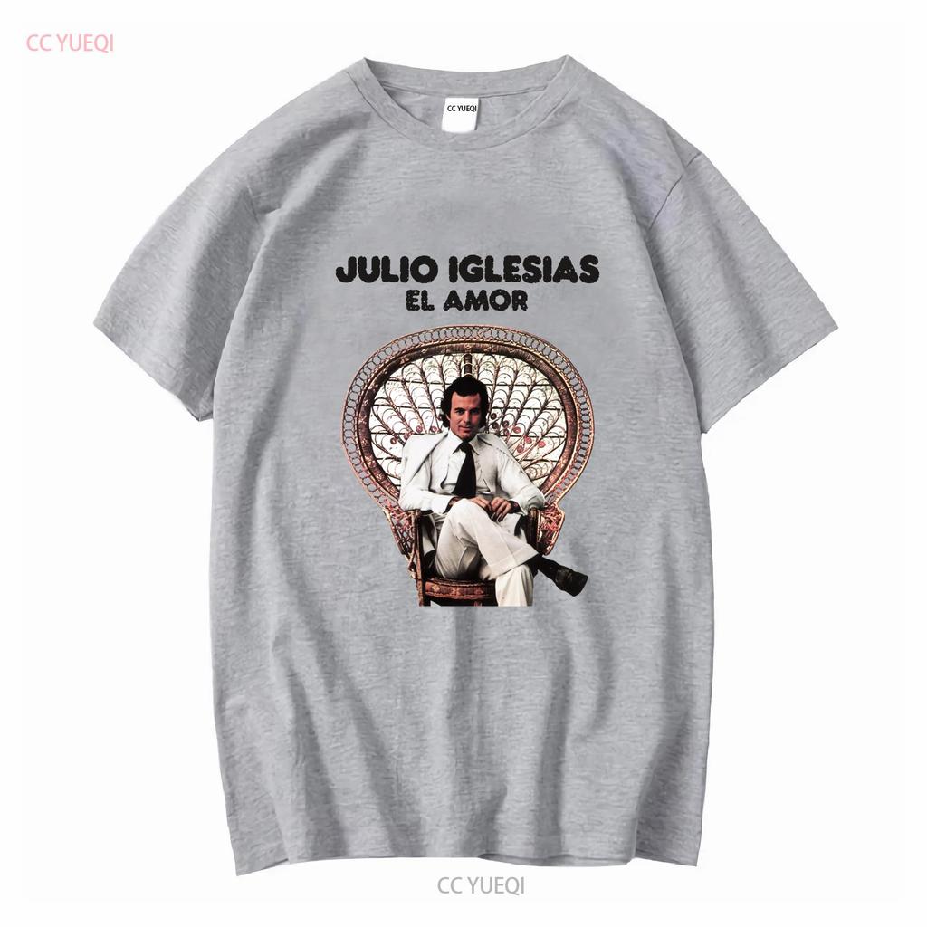 Julio Iglesias Vintage 1975 El Amor retro T shirt Quiero Gwendolyne Life Goes On vintage Lavato uomo Elasticizzato