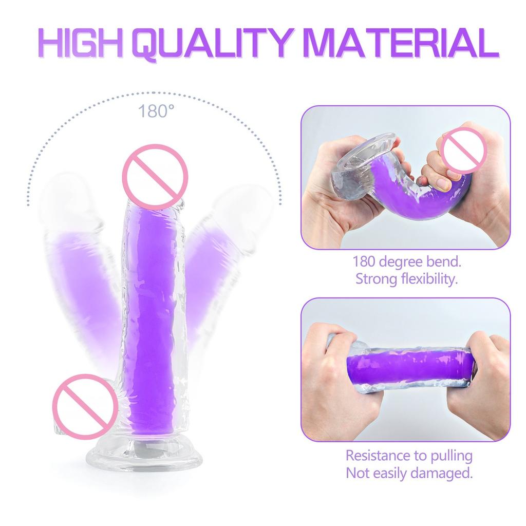 Double-layer Transparent Luminous Dildos Jelly Dick Anal Plug Dilator Sex Toys for Men Women Erotic Clitoris Vaginal Masturbator