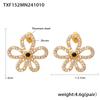 Women's European American Flower Zircon Earrings Necklace Jewelry Set Titanium Steel Plated 18k Gold Color Earrings