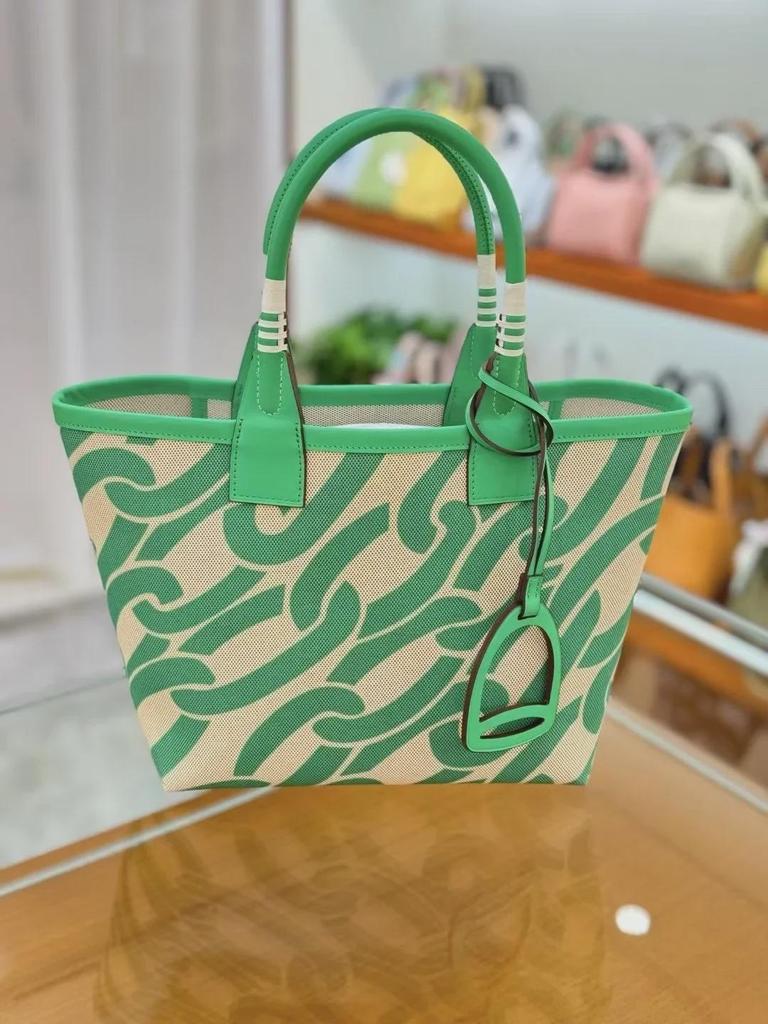 2025 Handmade Genuine Leather & Canvas Tote - Colorful Women's Garden Shopping Bag