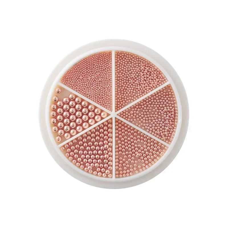 1 Box Mini Small Stainless Steel Caviar Beads Nail Art Decorations Silver Rose Gold Micro Ball Charm Gel Polish Tips
