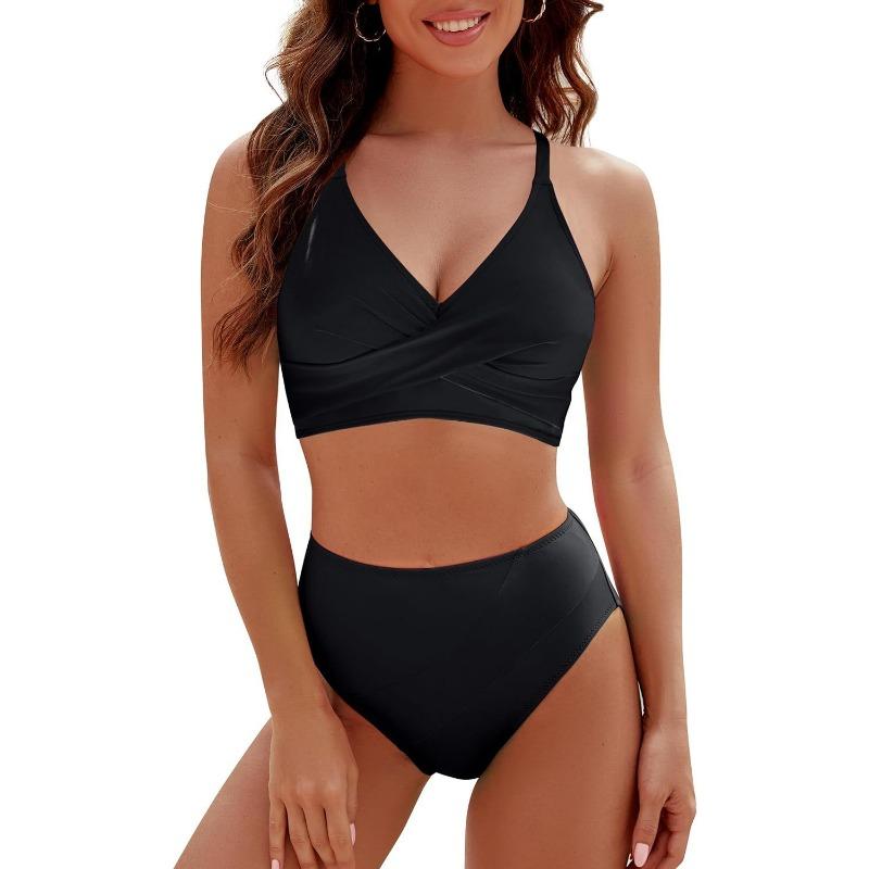 Contrasting 2-piece Swimsuit Women's Straps Cross Bra Top Swimsuit Women's Beach Vacation Swimsuit Bikini Set