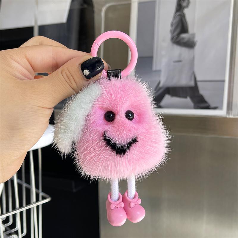 Fur Pendant New Womens Mink Hair Pear Keychain Pendant Car Decoration Accessories Plush Doll Book Bag Pendant