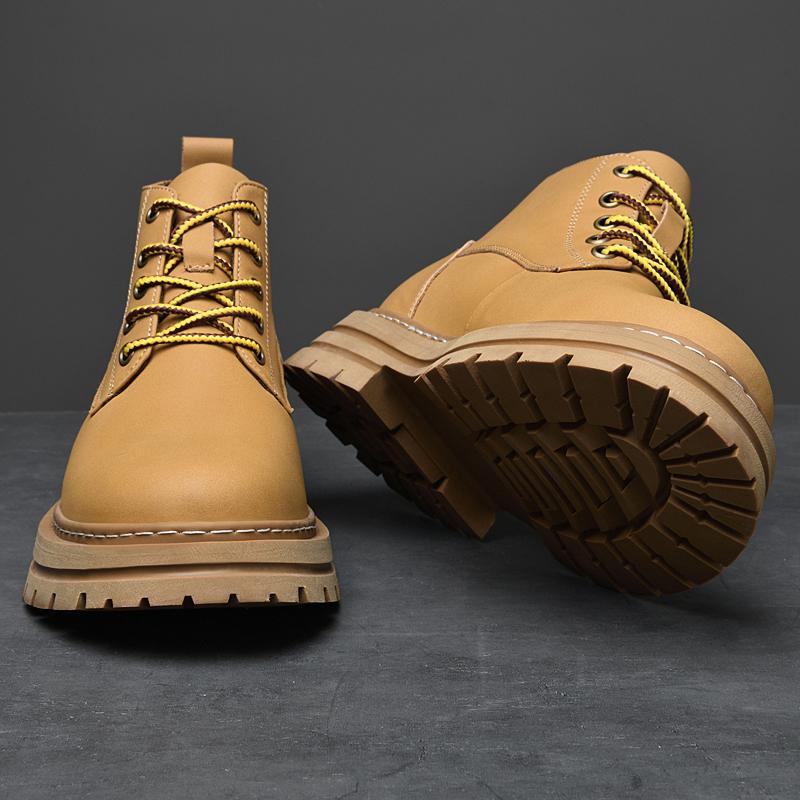 Fashion New Arrival Men's Motorcycle Boots Handsome Male Biker Boot Non-Slip Thick Sole High Top Shoes Comfy Casual Leather Short Botas
