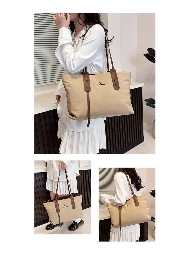 Jesienna Damska Torba Tote Dużej Pojemności - Jednolity Kolor, Wszechstronna, Modna Styl Na Ramię i Pod Ramię