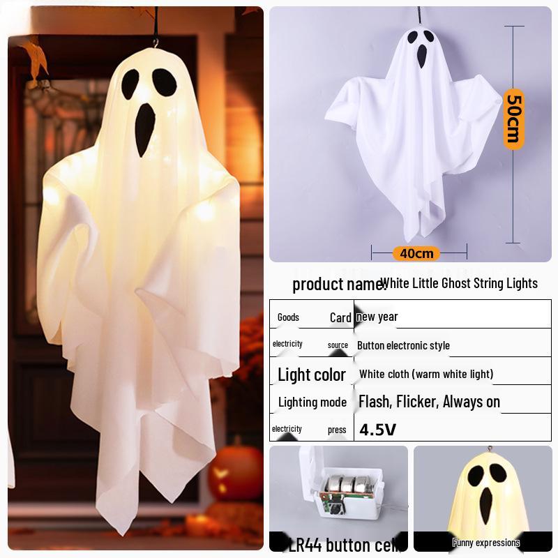 Glowing Ghost Lantern Pendant for Spooky Halloween Outdoor Decoration