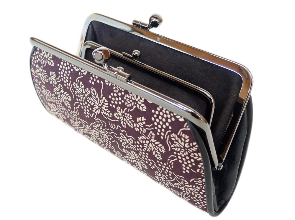 Portofel Inden 340 Poșetă cu închizătoare 1501 Piele de căprioară mov x Lac alb Motiv cu struguri Înălțime x lățime x grosime În interiorul pungii Închidere portmoneu