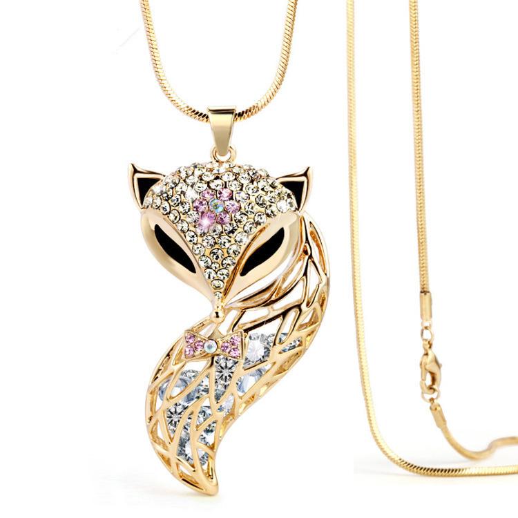 Women's Gold Sweater Necklace, Long Pendant Chain for Layering