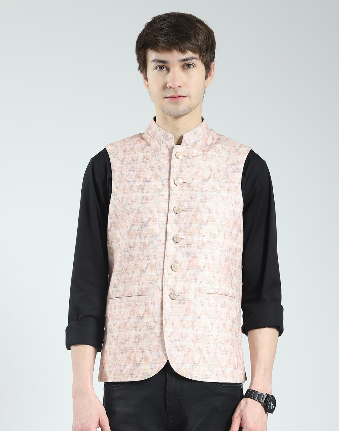 

Мужской жилет без рукавов стандартного кроя | Застежка на пуговицы | Воротник-стойка | Элегантная этническая одежда куртка Неру для мужчин L бежевый