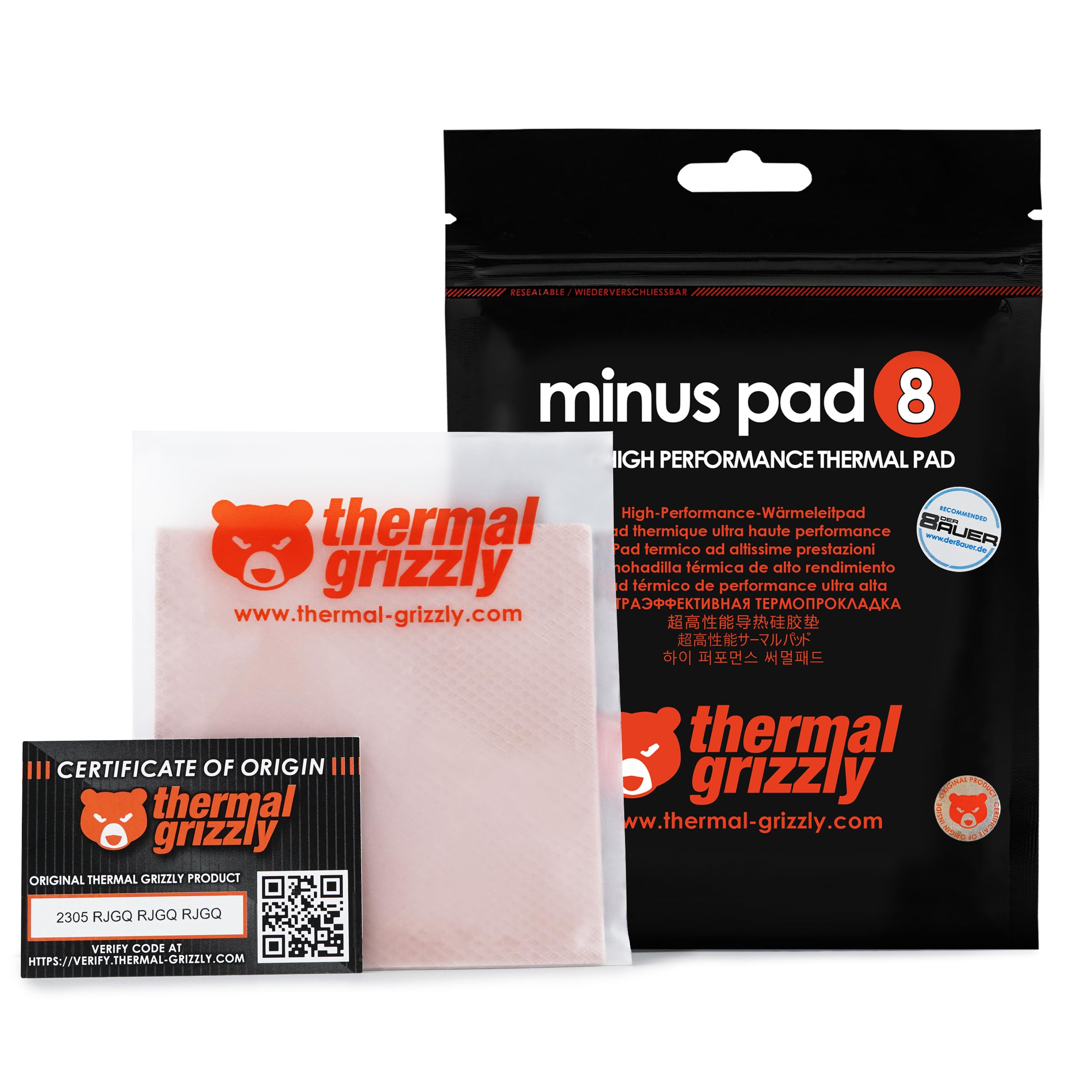

Shinwa German Thermal Grizzly minusPad8 thermal pad for overclockers [Genuine Sangyo] High-performance TG-MP8-100-100-05-1R