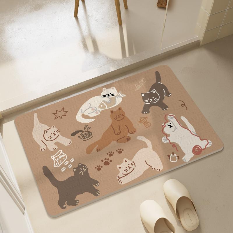 Cute Pet Bathroom Floor Mat Anti slip Water absorbing Quick drying Shower Mat Bathroom Home Decoration
