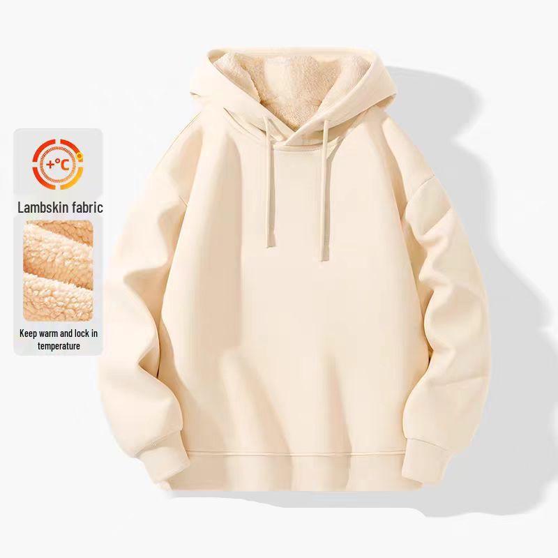 Men's Lambswool Hoodie - Plus Velvet, Thick, Loose Fit, Cold-Resistant, Hooded Jacket for Teens (Autumn/Winter)