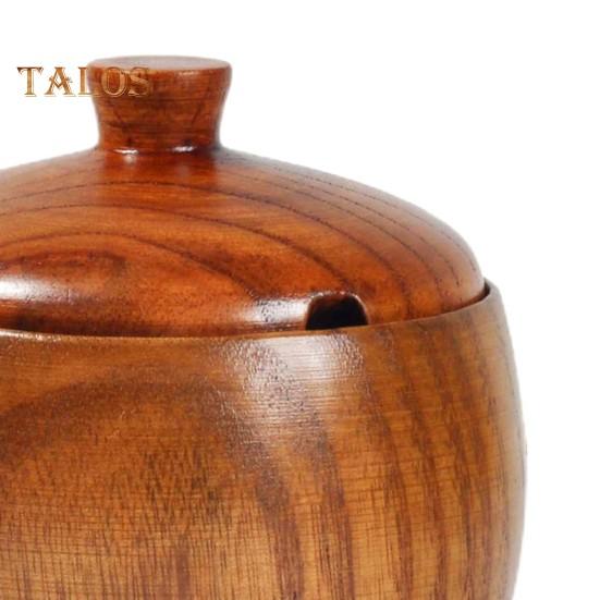 Spice Jar Strong Sealed Add Condiment Smooth Surface Durable Vintage Wood Seasoning Jar Canteen Supplies