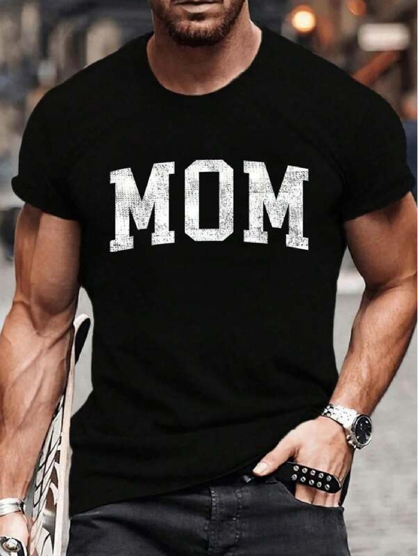 MOM Graphic T-shirt - Bold Lettering Black & White Tee - Birthday Gift for Mom - Soft Everyday Casual Shirt - Machine Washable Apparel M