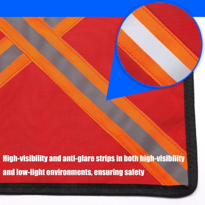2Pcs Safety Travel Flag Kayak Warning Flag with Reflective Strips Canoes Red Warning Flag Travel Trailer Tow Accessory