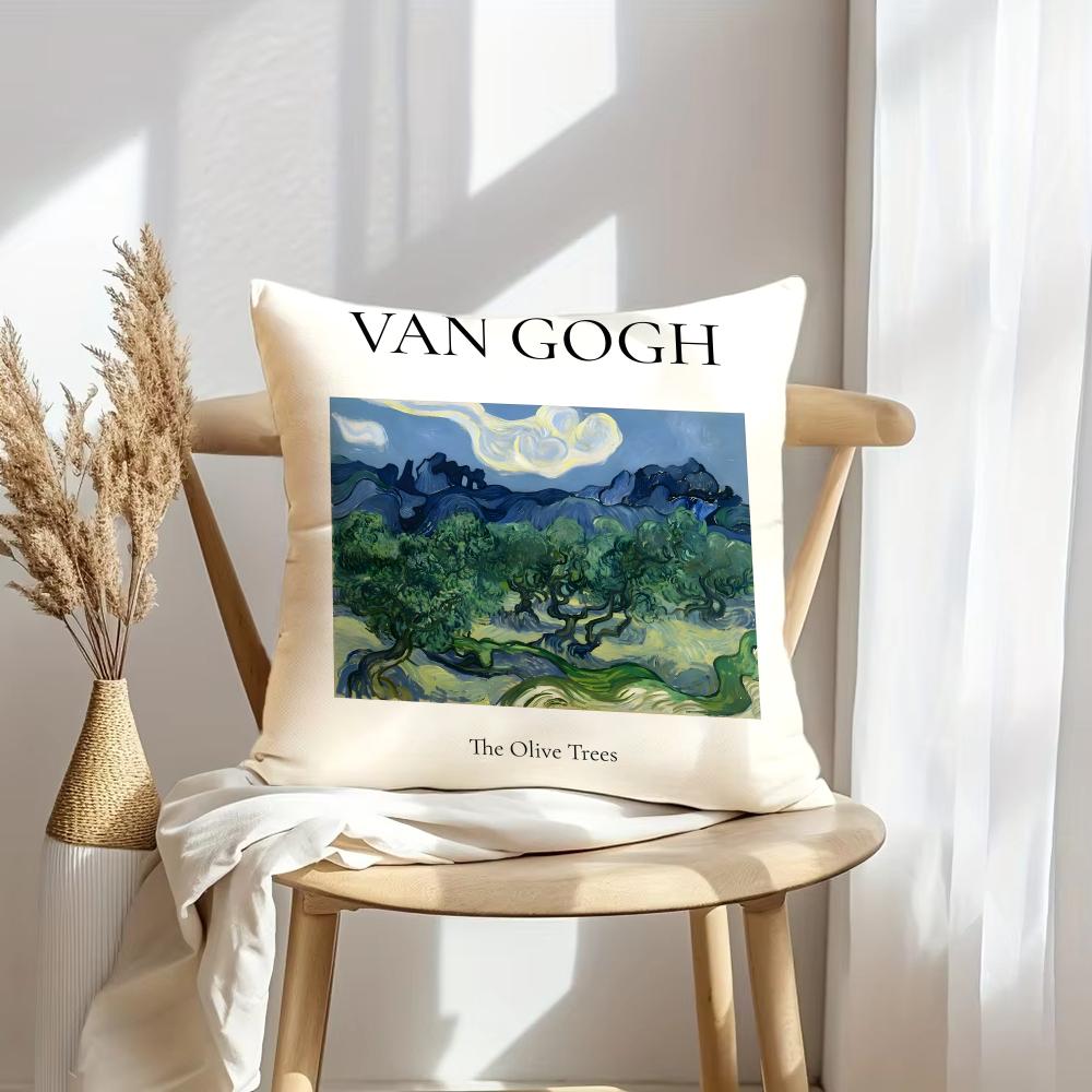 Van G-Gogh Kunst Kissenbezug Weicher Plüsch Überwurf Kissenbezug | Doppelseitige Dekorative Kissenhülle | Sofa Schlafzimmer Heimdekoration