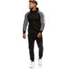 Men's Spring &  Round Neck Hooded Colour Blocking Cardigan Sweatshirt Suit
