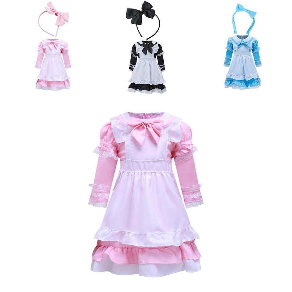 Halloween Girl Stage Costume With Bow And Lace Design For Childrens Fairy Tale Play