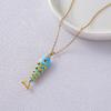 Bunter Emaillierter Beweglicher Fisch Anhänger Halskette Goldkette Süßer Meeresstil Schmuck für Damen Sommer Strand Täglich Geschenk