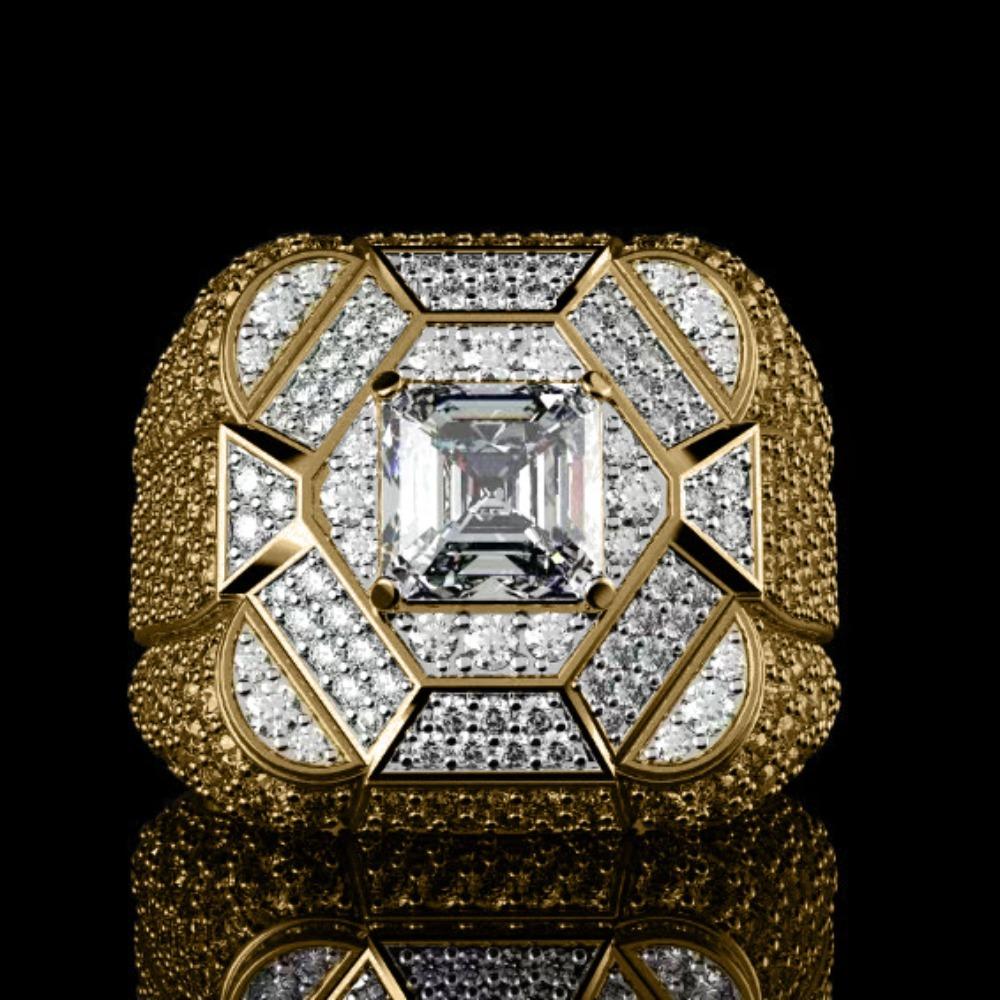 Luxury European and American Men's Rings Trendy Jewelry, Hip-hop Rings Square Diamond-set Alloy Rings