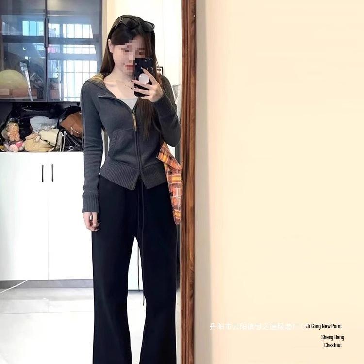 Damen Retro Kariert Slim Kapuzen Strickjacke Jacke - Koreanischer Stil für Frühling, Herbst, Winter