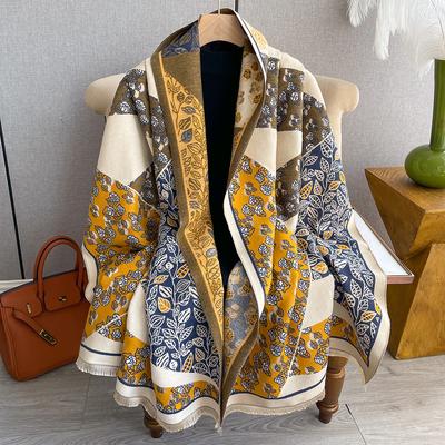 Korean Version Printed Scarf Women'S Winter Fashion Imitation Cashmere Double-Sided Thickened Student Scarf Air Conditioner Shawl Outside