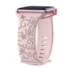 Floral Engraved Strap For Apple Watch Band 40mm 44mm 41mm 49mm 45mm 38mm 42mm Silicone Bracelet Iwatch Series 9 7 Se 6 8 Ultra 2