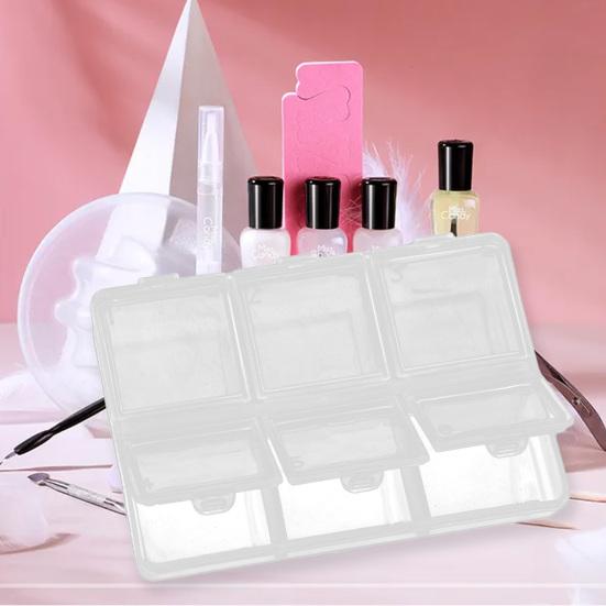 Transparent Storage Box 6 Grids Multipurpose Adjustable Jewelry Beads Nail Art Tip Storage Case for Manicure Ornament