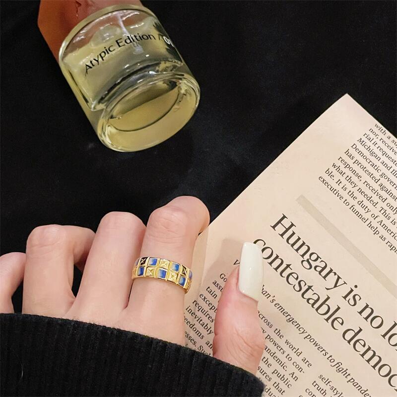 Xiaoxiangfeng Color High-End Sense Fashion Niche Temperament Open Ring Dopamine Dripping Index Finger Ring