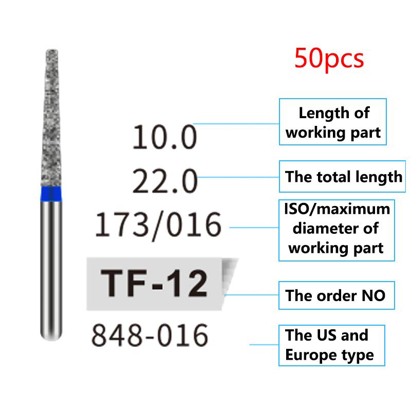 50Pcs Dental Diamond Burs Drill FG 1 6Mm For High Speed Handpiece Denspay Polishing Whitening Lab Material