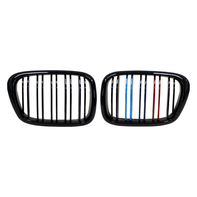 For BMW E39 5 Series 525 528 530 Gloss Black Grille Car Front Hood Grill Kidney Grilles Racing Grill 99-03 Accessories Dual Line