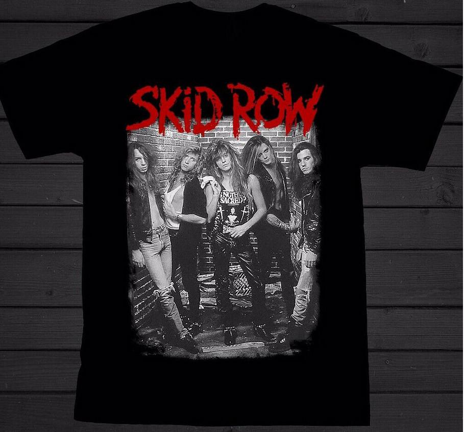 SKID ROW-American Black unisex Short Sleeve Cotton T-shirt