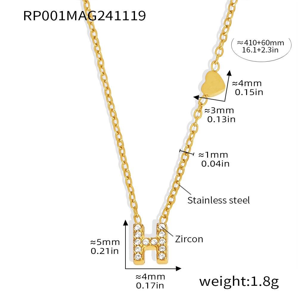 Qiong Yao 26-Letter Zircon Inlaid Jewelry Set: Gold-Plated Titanium Steel Necklace, Bracelet, Ring, and Stud Earrings.