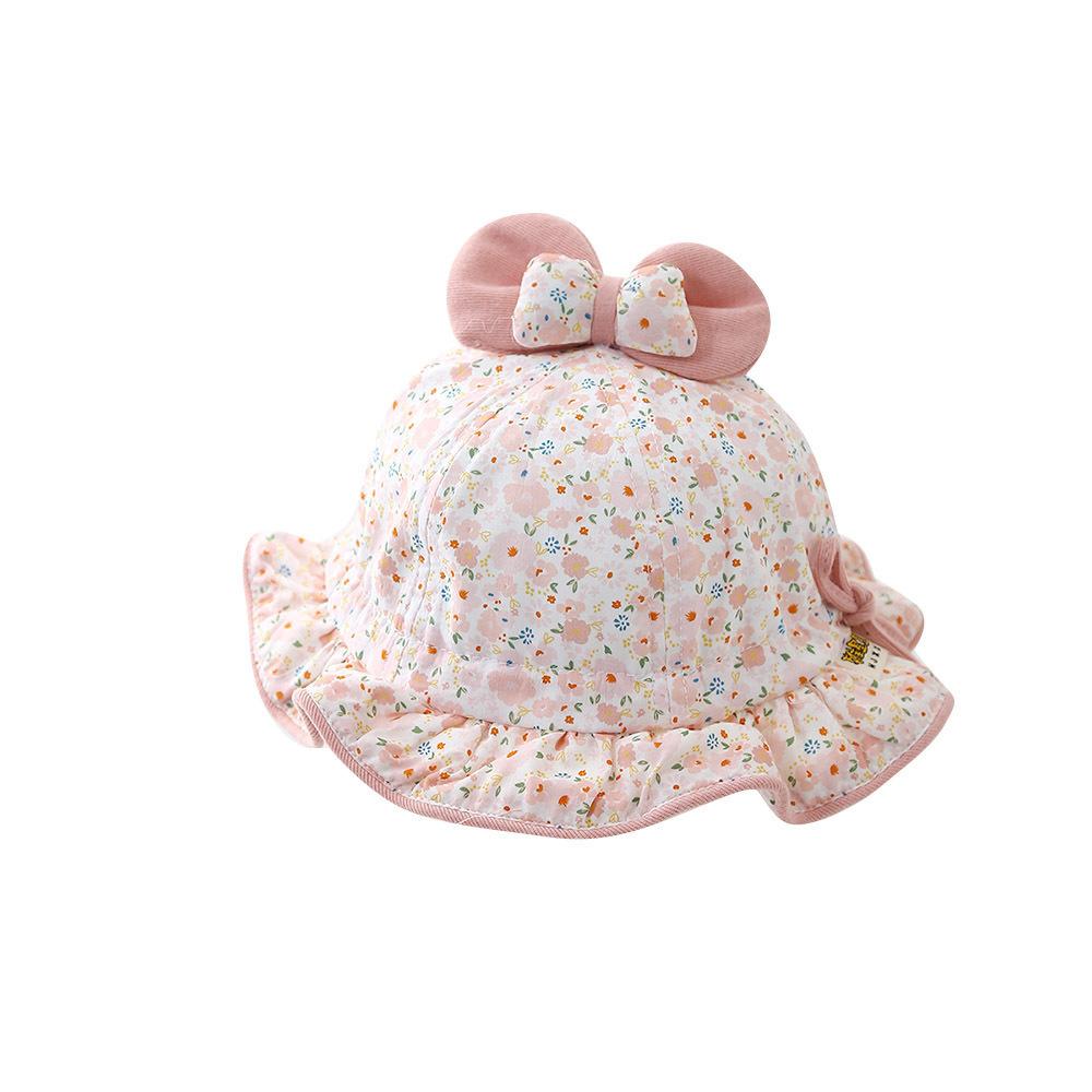 Toddler Girl Floral Bucket Hat With Bowknot And Drawstring Thin Spring Autumn Sun Hat Cute Baby Girls Outdoor Cap