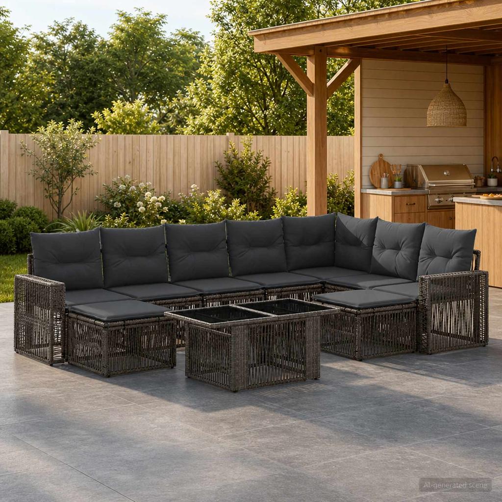 Garden Sofa Set 10 pcs Grey and Dark Grey Poly Rattan