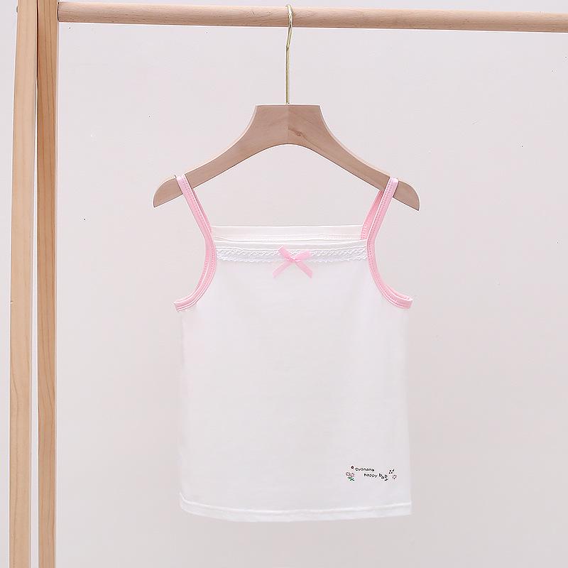 

Летний хлопковый топ с кружевом и клубничным принтом для девочек на бретелях-спагетти - корейский стиль 130