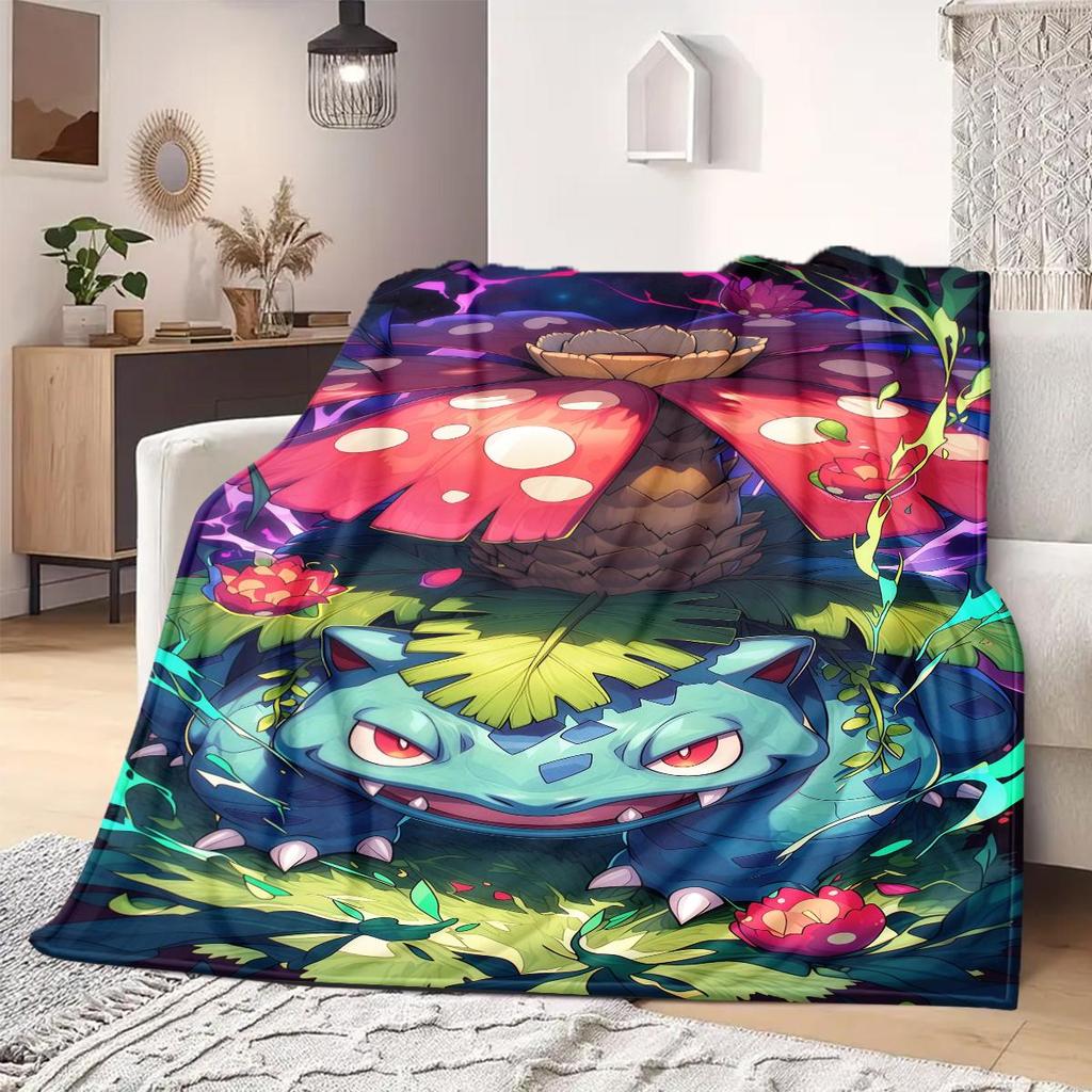 PokeMon Anime Print Blanket Warm Comfortable Flannel Blanket Suitable for Bedrooms, Sofas, Beds, Chairs, Picnics, Travel