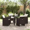 VidaXL 5-piece Garden Dining Set with Brown Poly Rattan Cushions 3379952