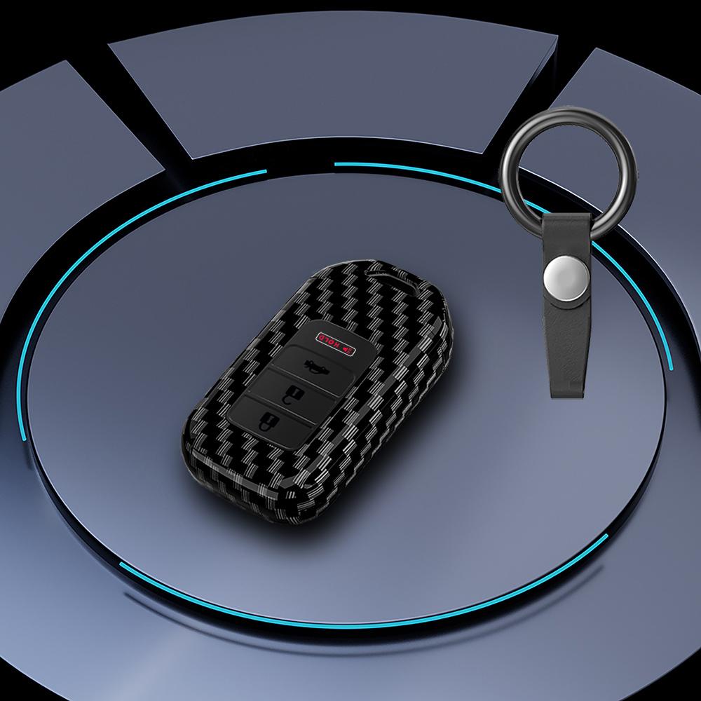 Carbon Fiber Car Key Fob Cover For Honda Accord Civic Crv Pilot Ridgeline Odyssey Passport Smart Remote Key Protector Accessorie