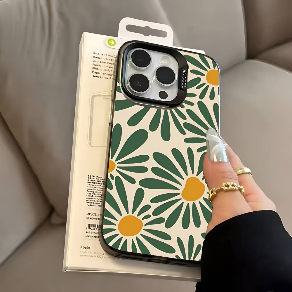 Retro Daisy Floral Summer Trendy phone case for iPhone 17 17Air 16 15 14 13 12 11 Pro Max Plus Colorful Silver