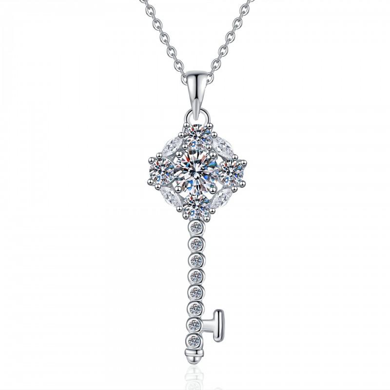 Moissanite Sunflower Key Necklace Clavicle Chain Women