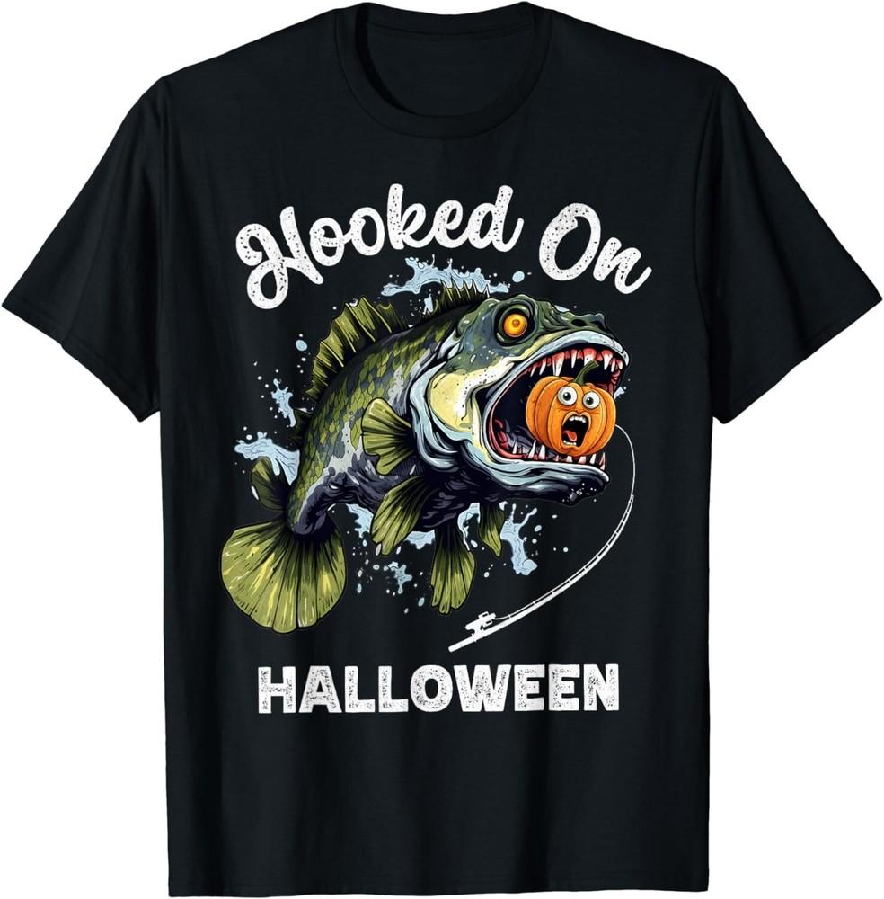 Funny Halloween Fishing Boys Mens Zombie Bass Fish Pumpkin Gift Unisex T-Shirt