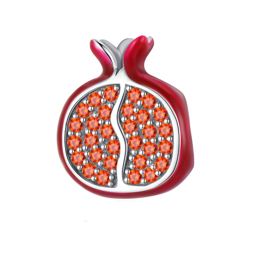S925 Silver Avocado And Pomegranate Shaped Beads For Fruit Theme DIY Handmade Jewelry Craft Accessories