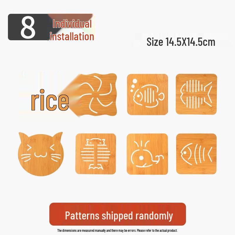 Cartoon Wooden Heat-Resistant Non-Slip Coaster and Placemat for Kitchenware